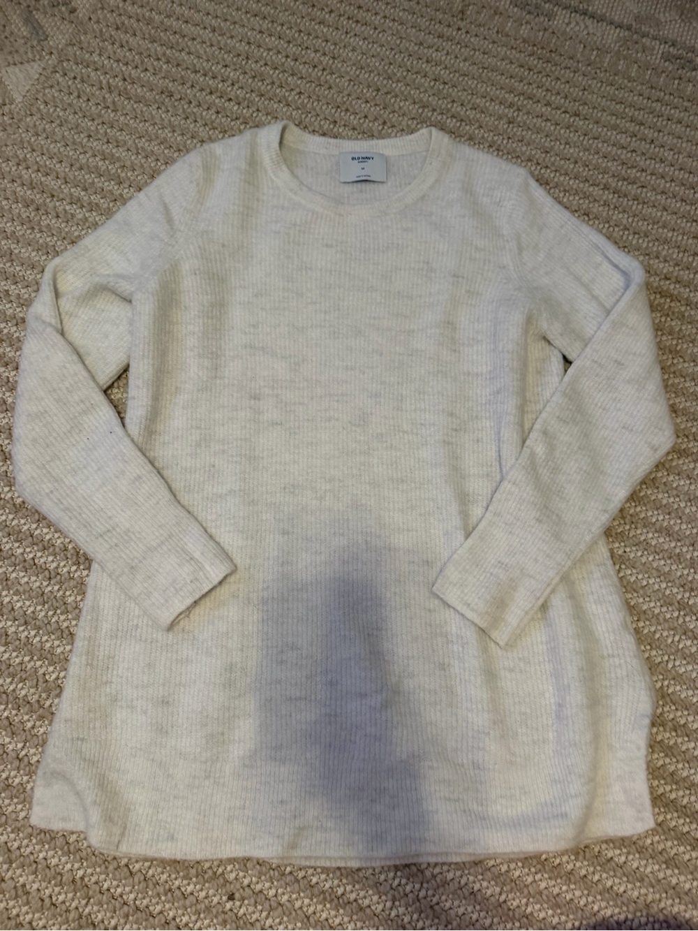 Old Navy Cream Ribbed Crewneck Tunic Sweater